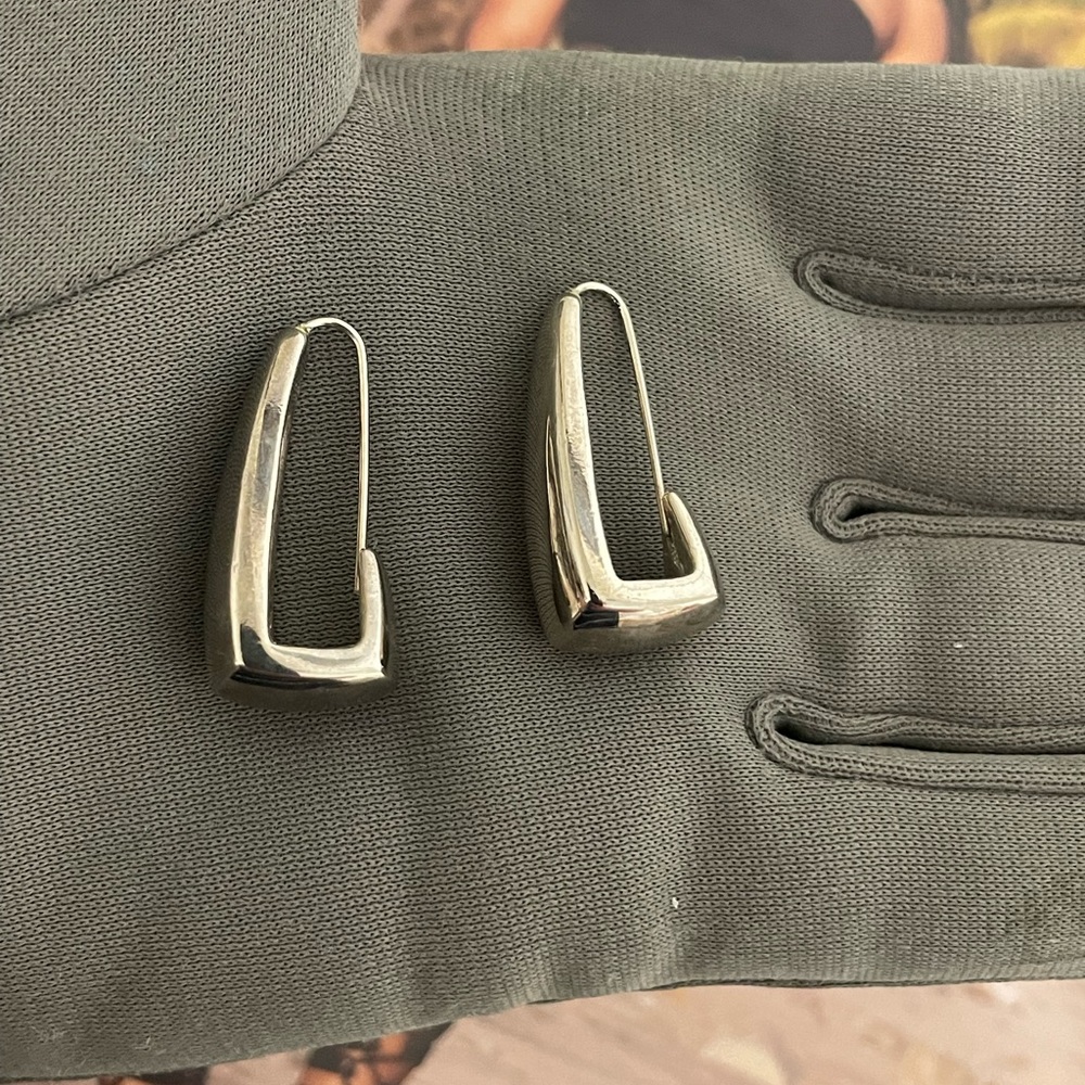 Vintage 90s Silver-tone Drop Modern Pierced Earrings - Picture 10 of 12